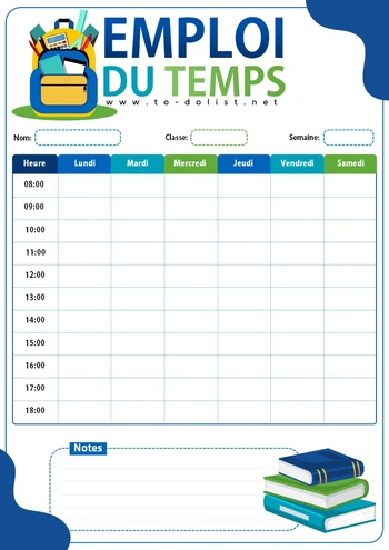 Emploi du temps enfant