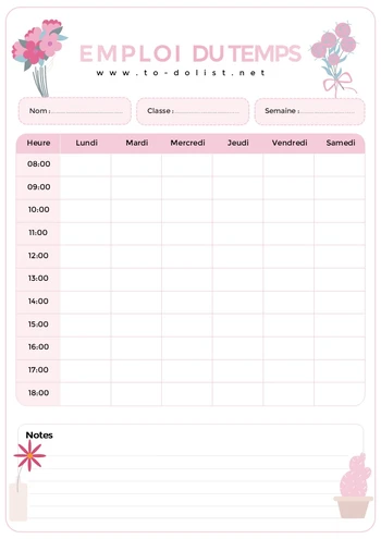 Emploi du temps pour filles