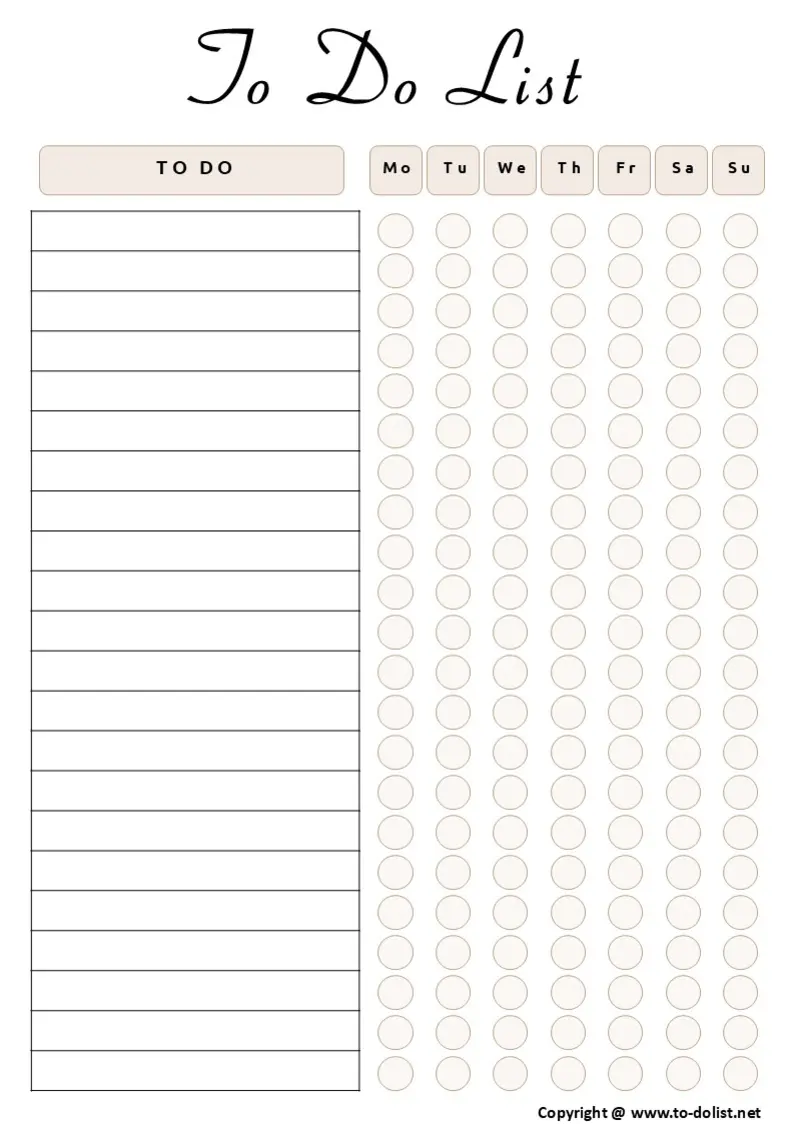 editable weekly checklist for free