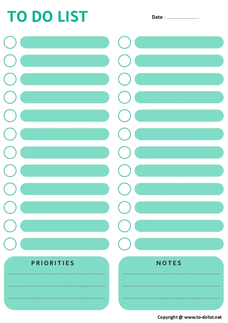 to-do list template for work